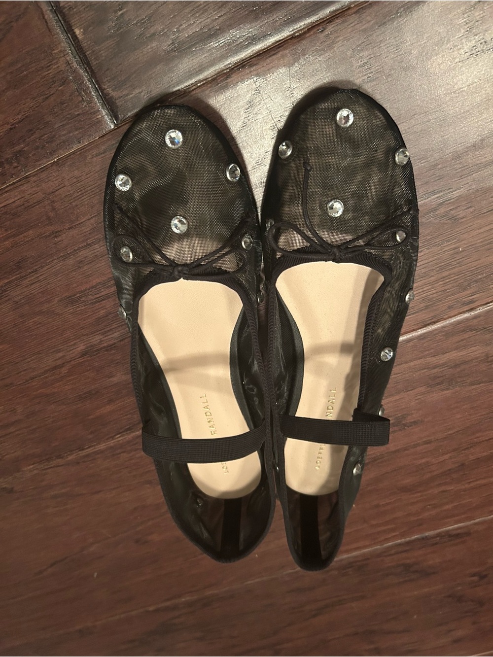 Loeffler Randall Black Mesh Ballet Flats with Crystal Studs - Picture 2 of 5
